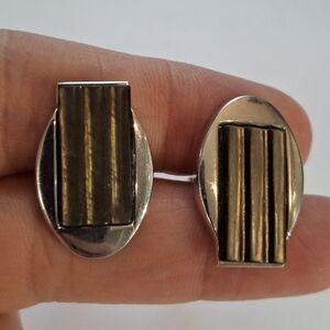 Vintage Swank Oval Silver Tone Cuff Links
